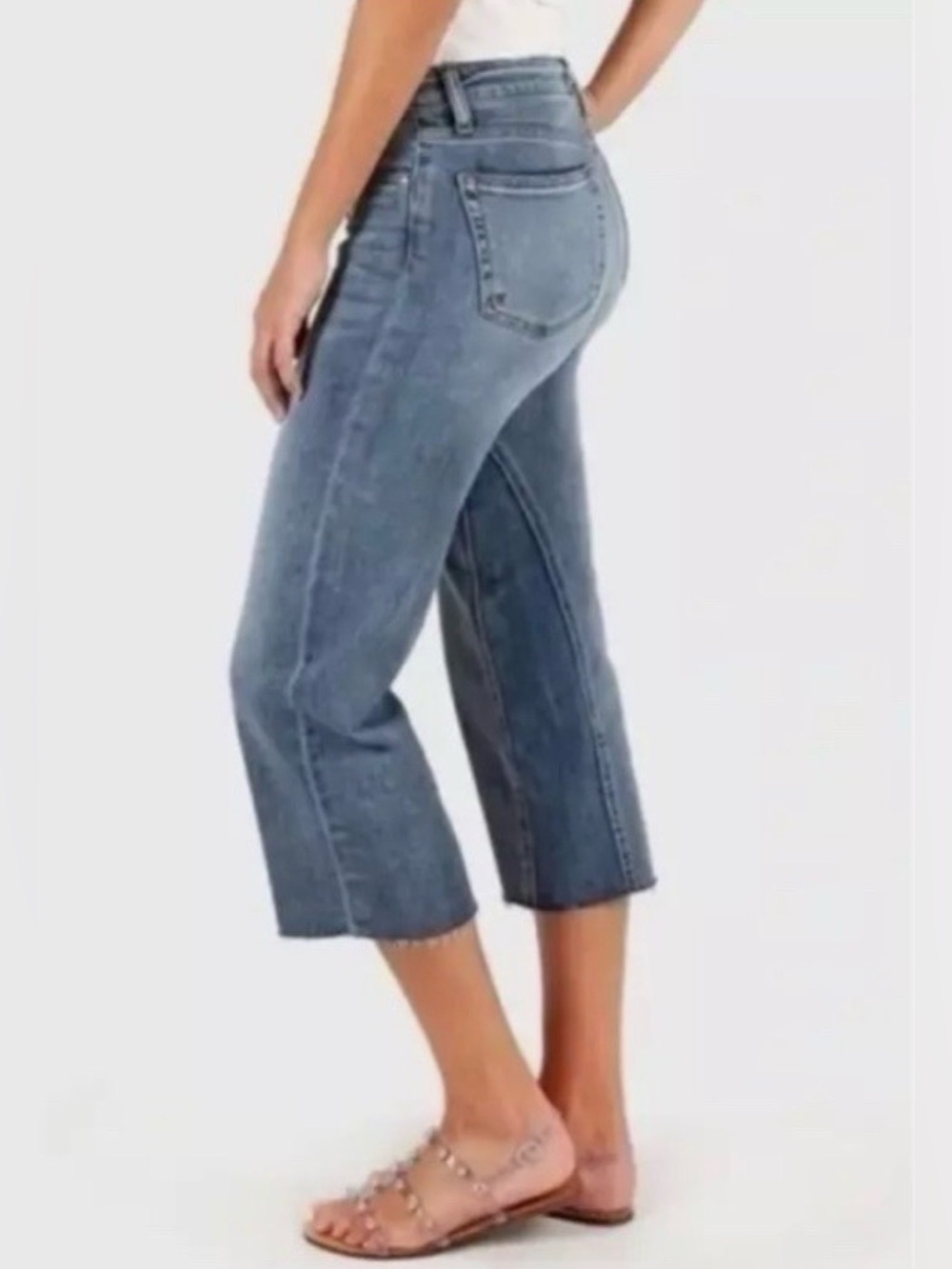 Kut from the Kloth Charlotte Crop Culotte Jeans Blue Wash Denim Size 8